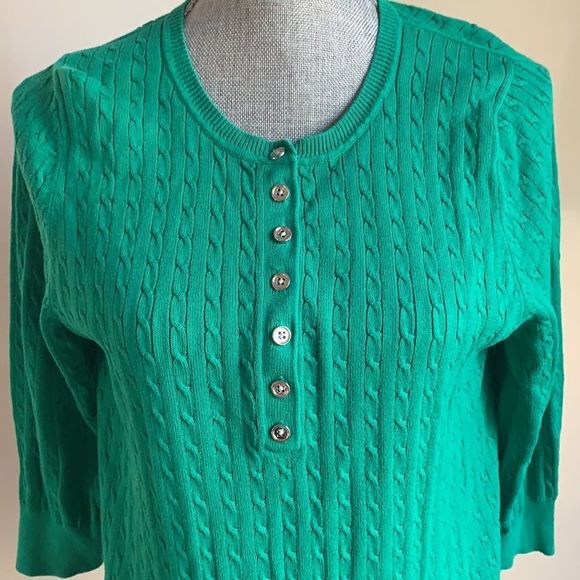 🌈  3/$20  90s country core cable knit pull over green sweater - Picture 3 of 8